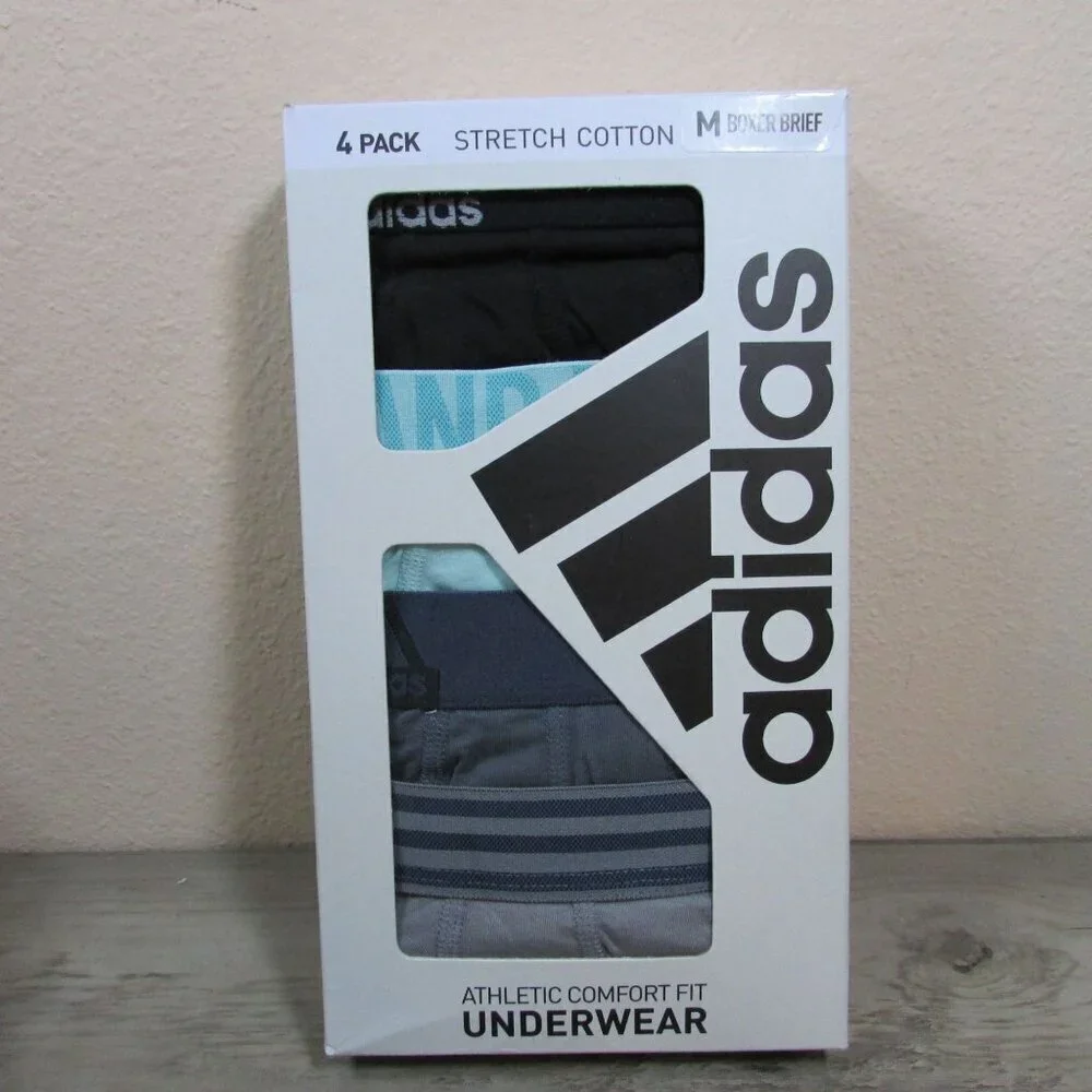 *Random Colors* NEW Adidas Men's Medium Stretch Cotton Boxer Briefs 4 Pack